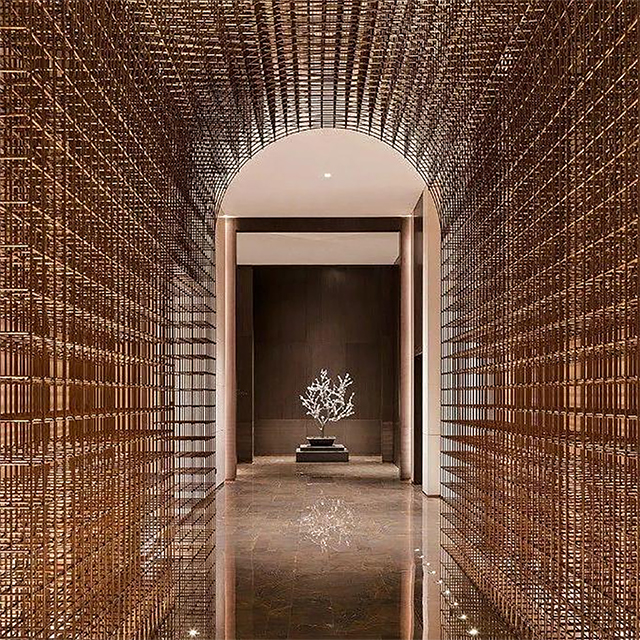 Beautiful hotel corridor metal partition