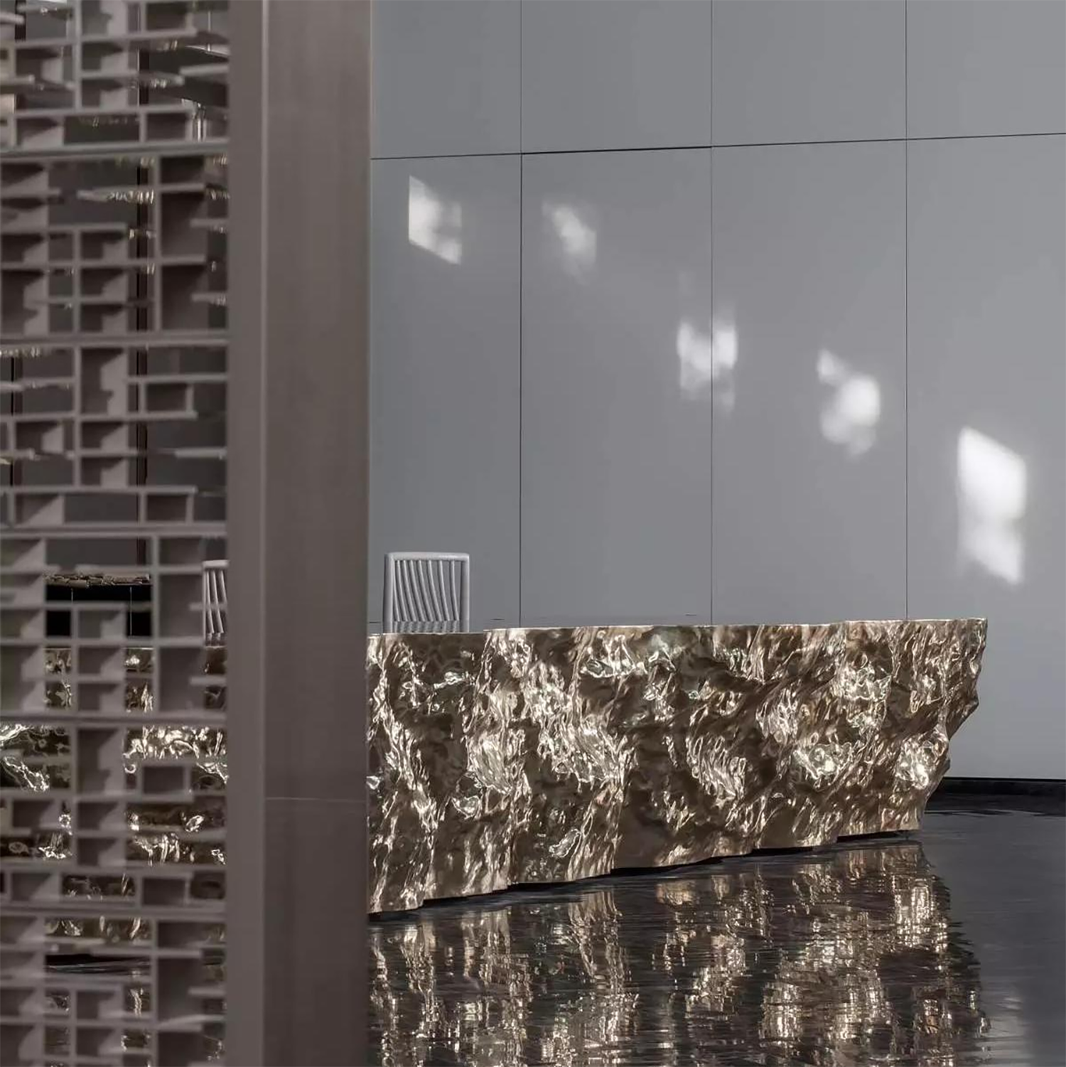 Reception Elegant Hotel Metal Mesh Screen